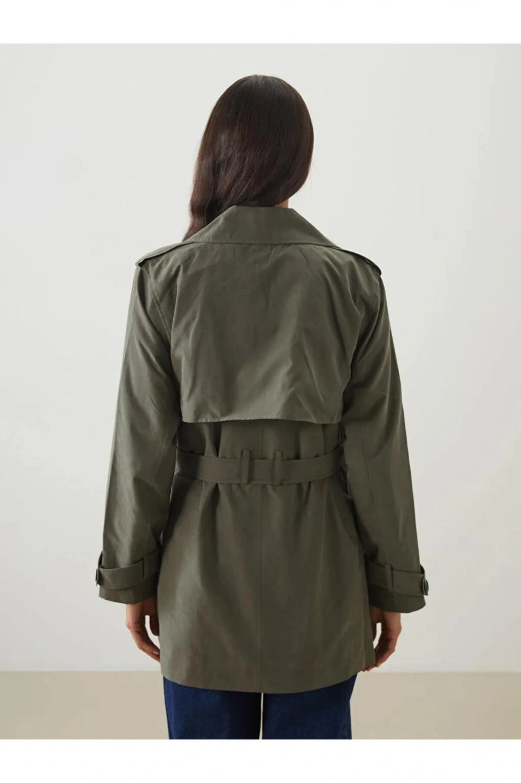 LCW ModestHaki Kruvaze Yaka Kadın Trençkot