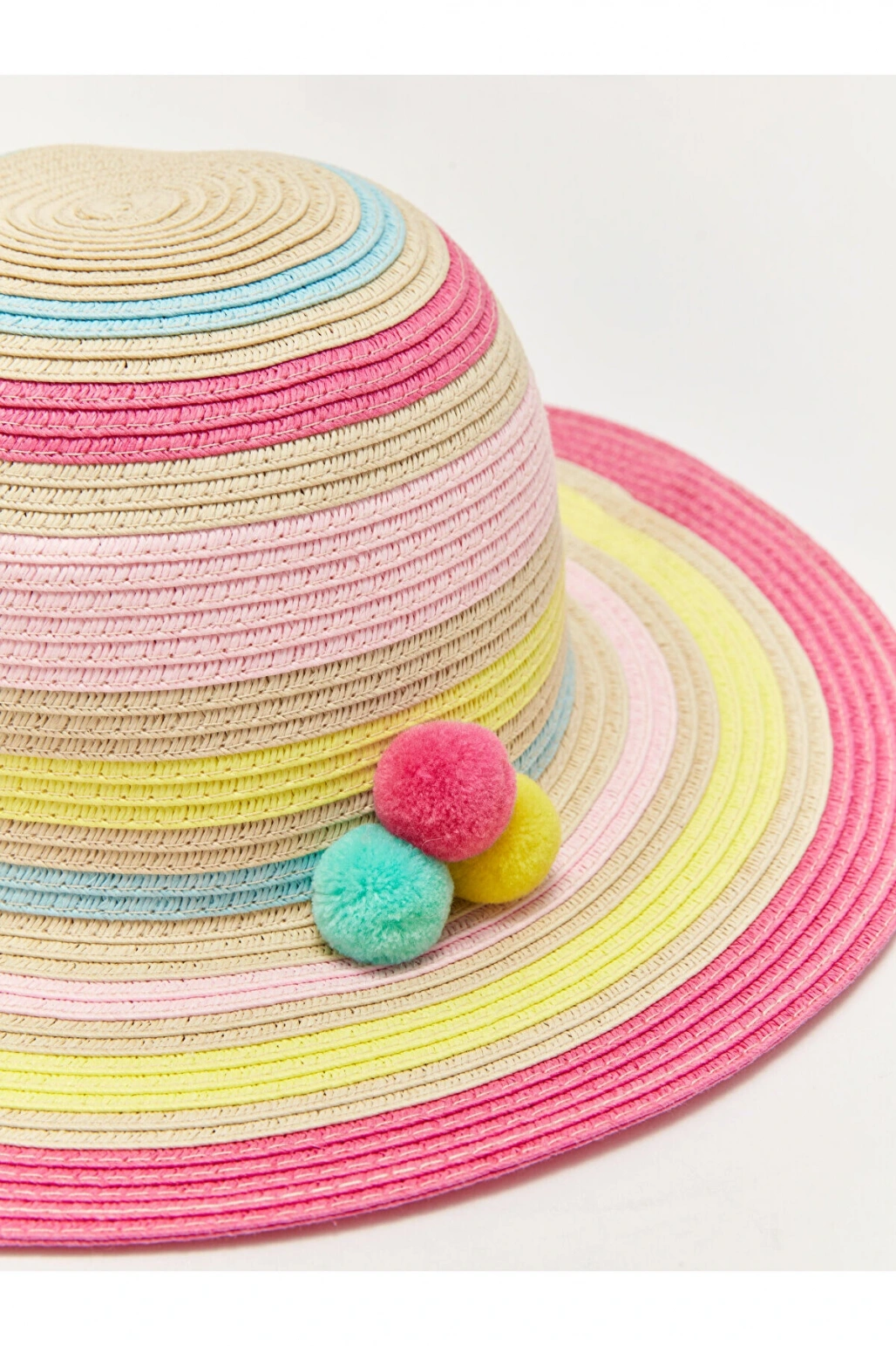 LCW Renk Bloklu Kız Çocuk Hasır Fötr Şapka