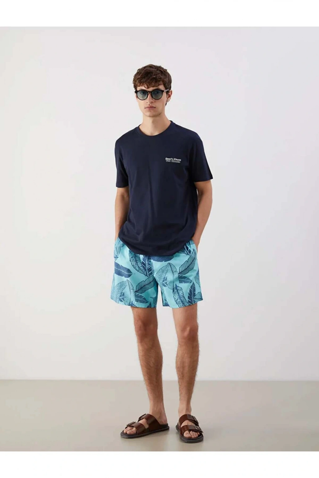 LCW SWIMWEAR Turkuaz Kısa Boy Desenli Erkek Deniz Şortu