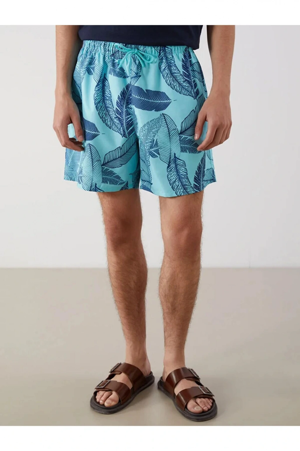 LCW SWIMWEAR Turkuaz Kısa Boy Desenli Erkek Deniz Şortu