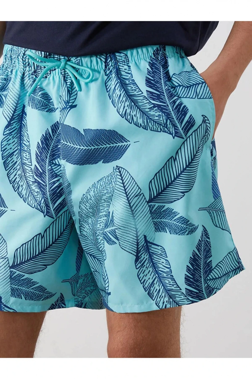LCW SWIMWEAR Turkuaz Kısa Boy Desenli Erkek Deniz Şortu