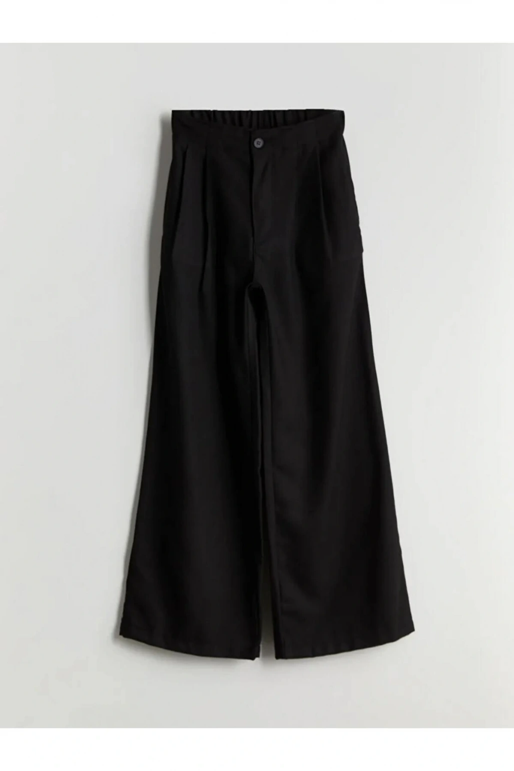 LCW Teen Siyah Beli Lastikli Pileli Genç Kız Pantolon