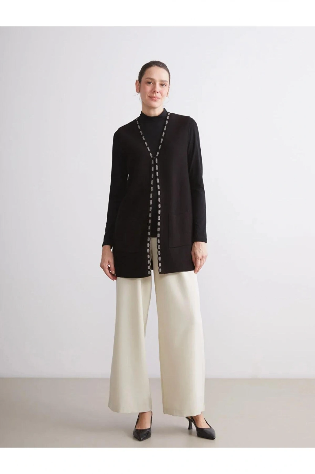 LCW V Yaka Desenli Kadın Triko Yelek (W5)