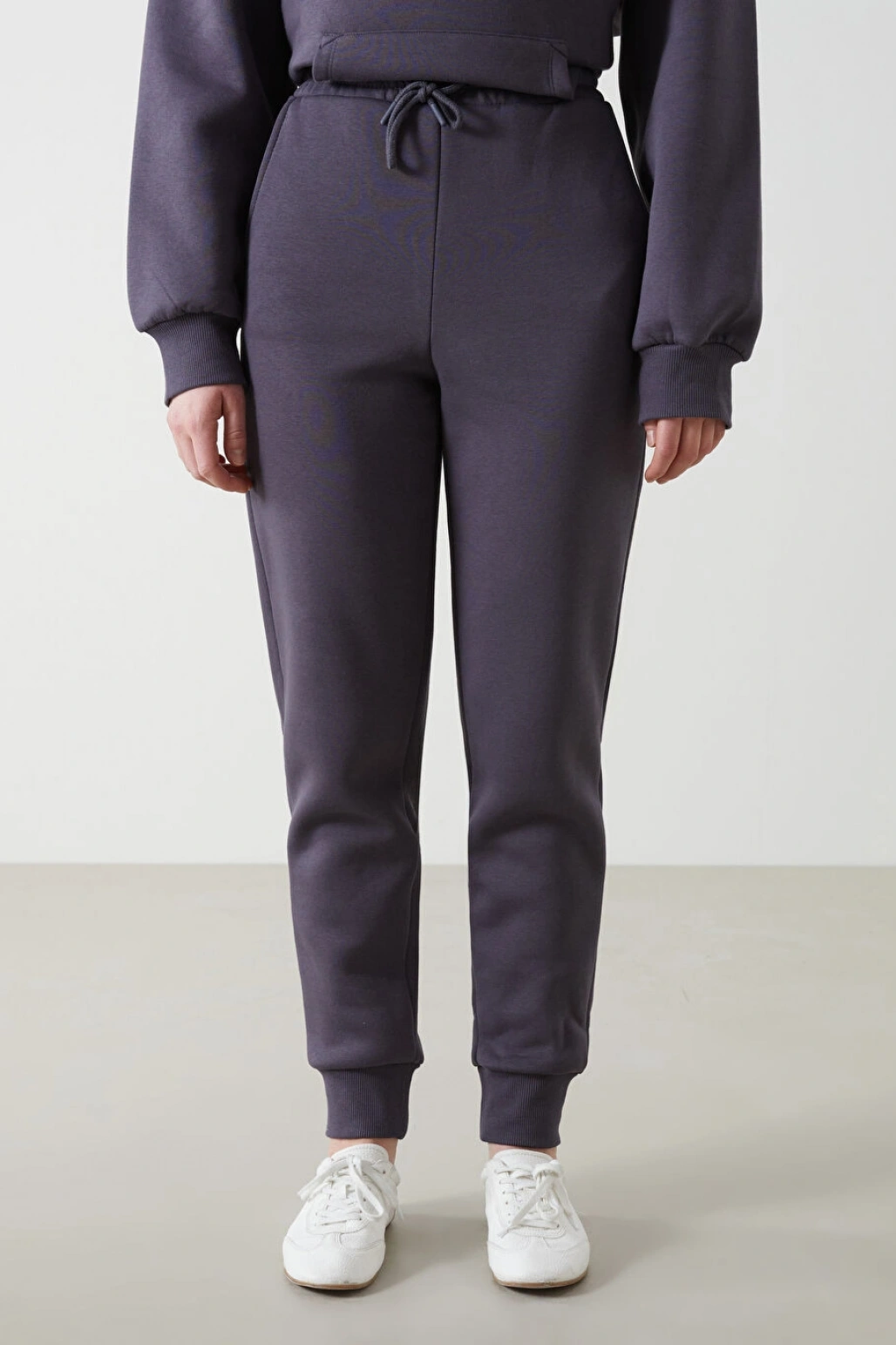 LCW Vision Antrasit Beli Lastikli Kadın Kalın Jogger Eşofman Altı