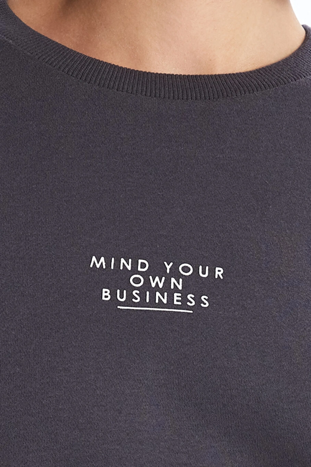 LCW Vision Antrasit Bisiklet Yaka Baskılı Oversize Kadın Kalın Sweatshirt