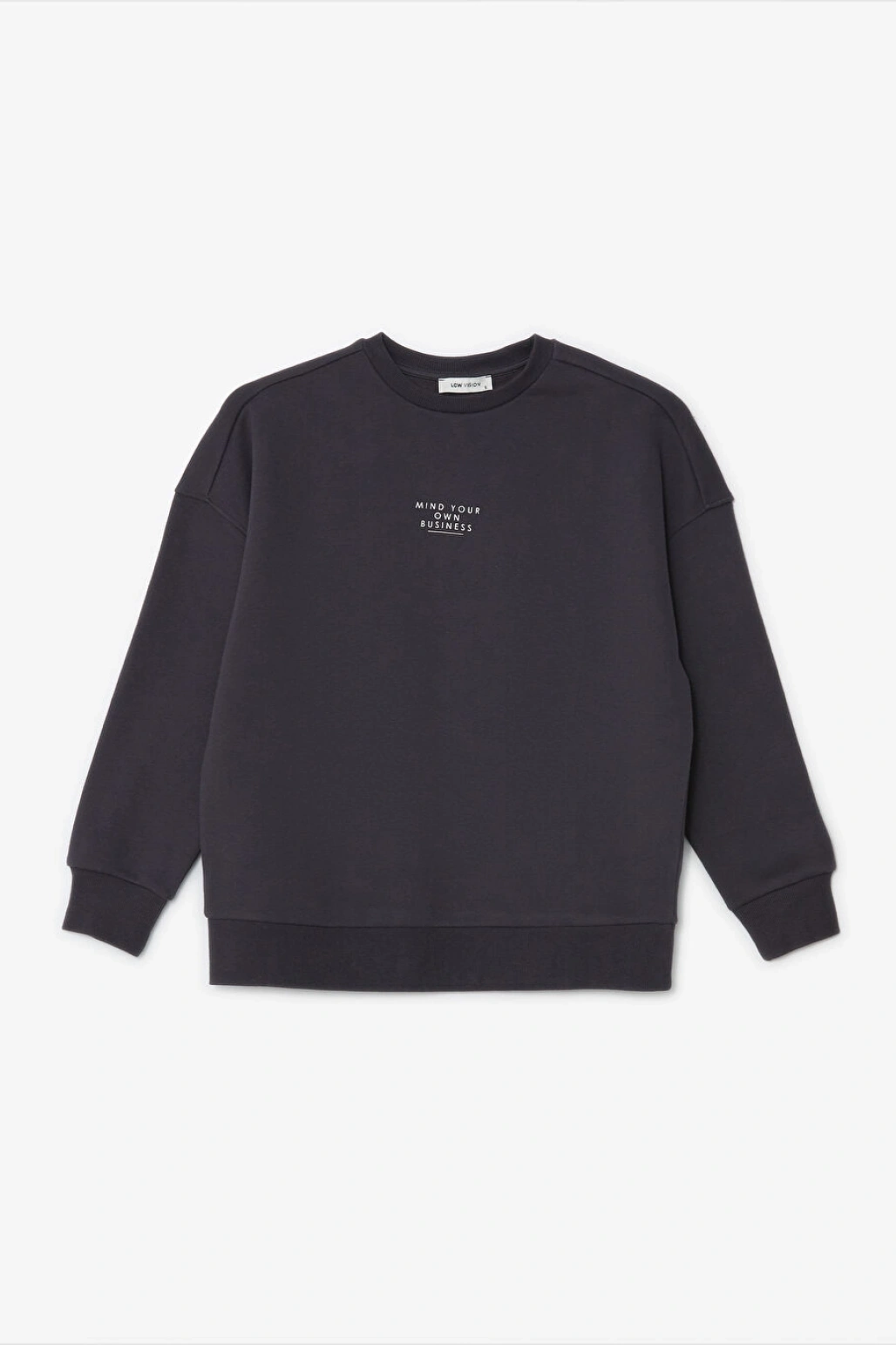 LCW Vision Antrasit Bisiklet Yaka Baskılı Oversize Kadın Kalın Sweatshirt