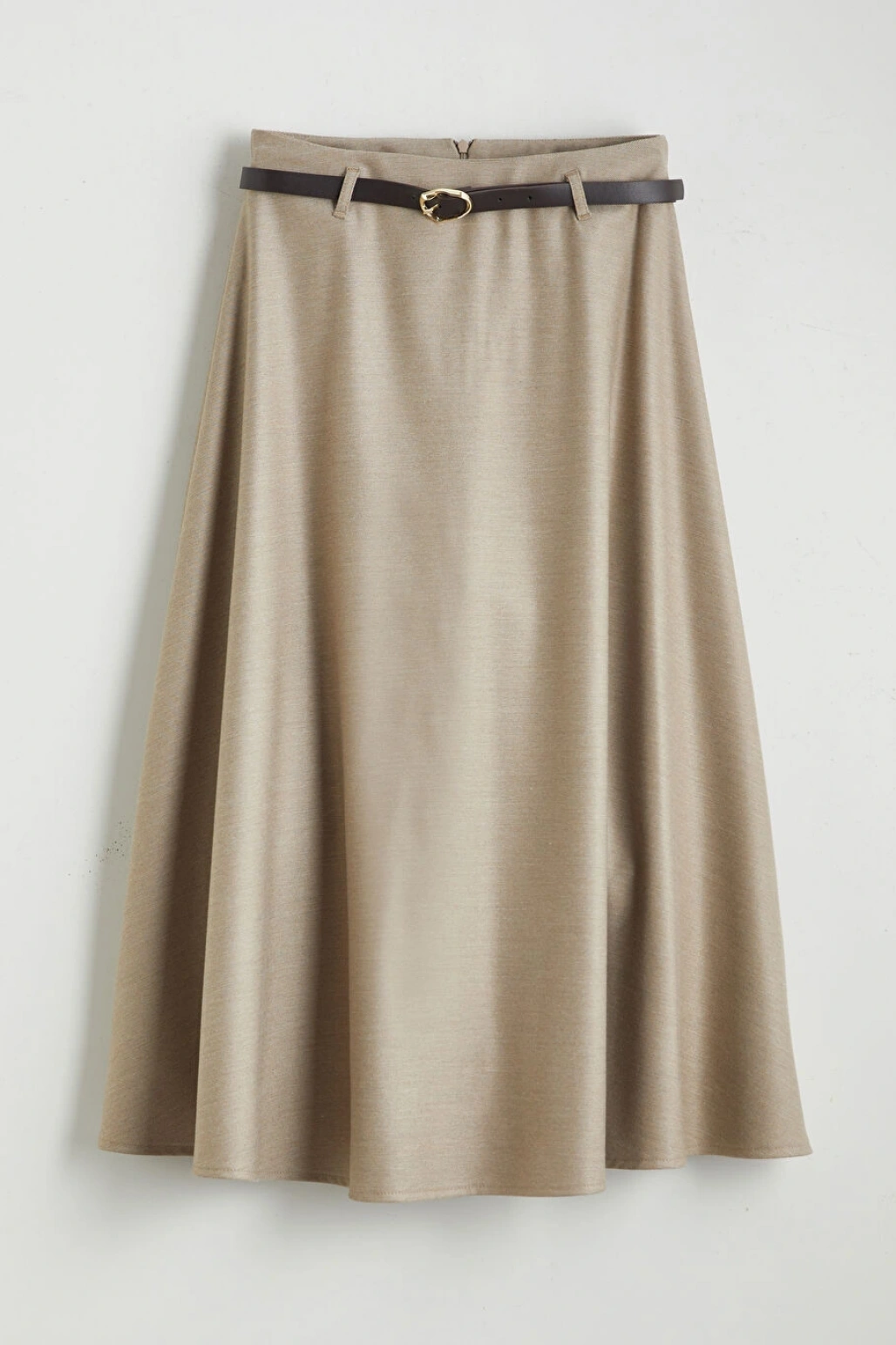 LCW Vision Bej Beli Kemerli Kloş Etek