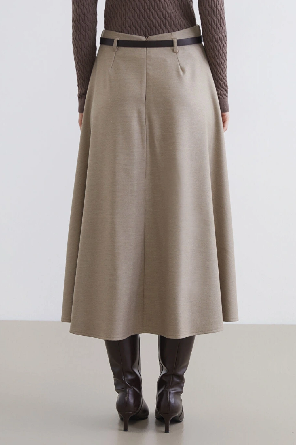 LCW Vision Bej Beli Kemerli Kloş Etek