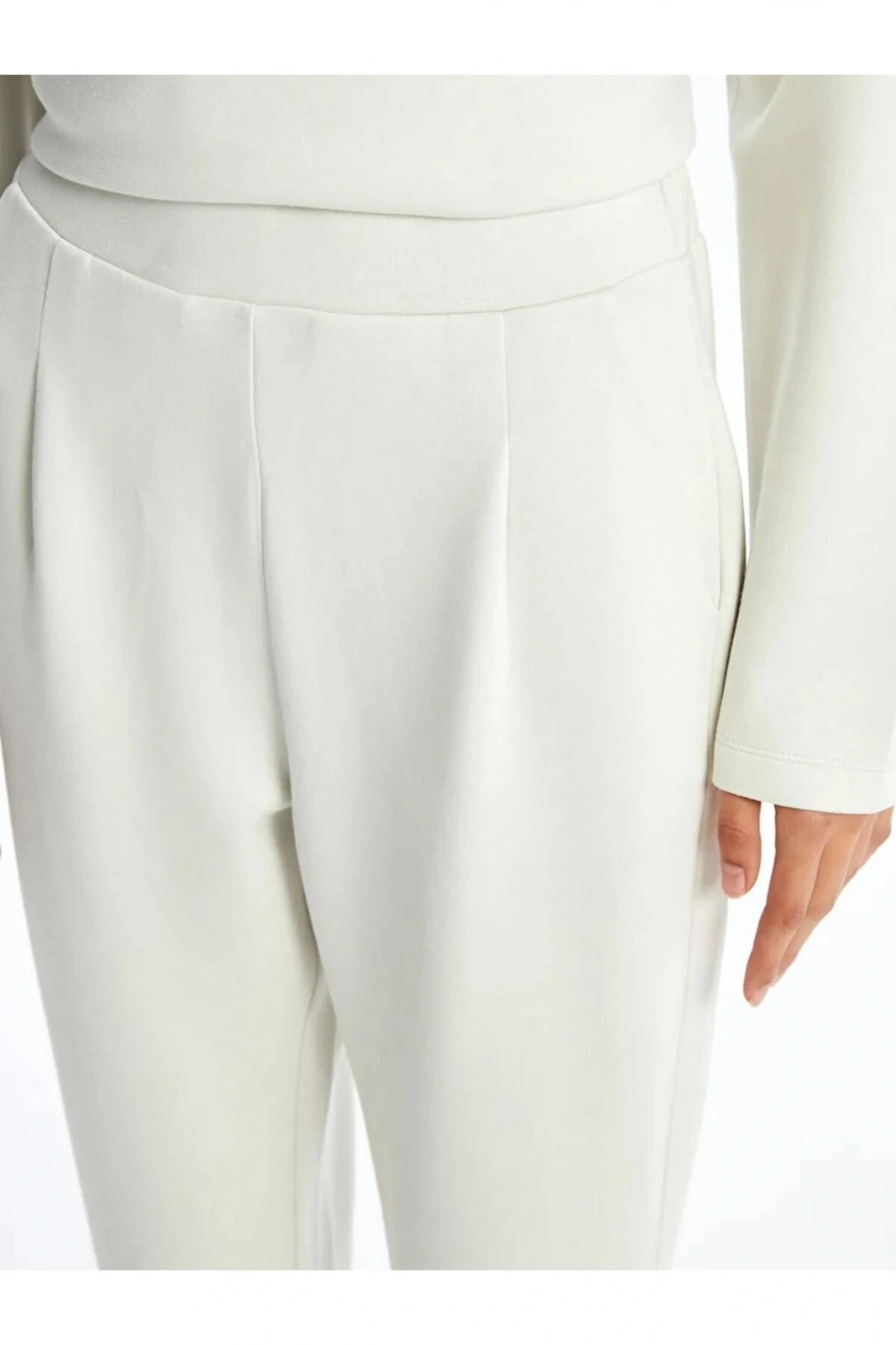 LCW Vision Bej Beli Lastikli Kadın Pantolon