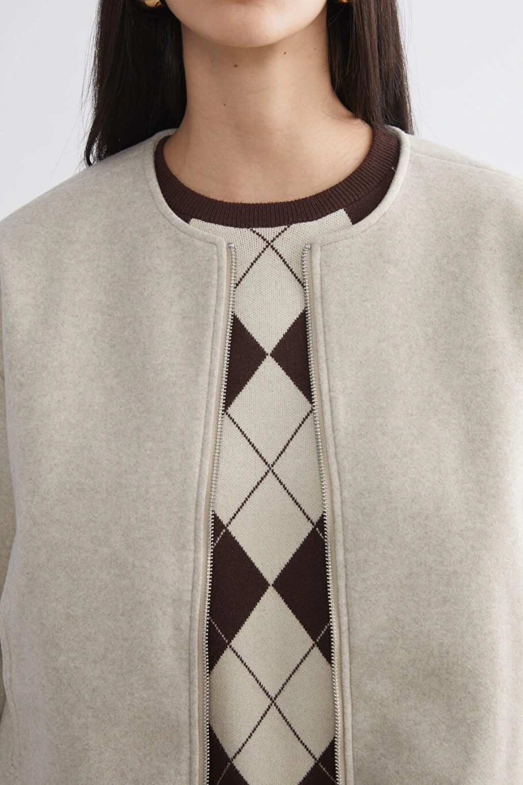 LCW Vision Bej Bisiklet Yaka Kadın Kaşe Ceket