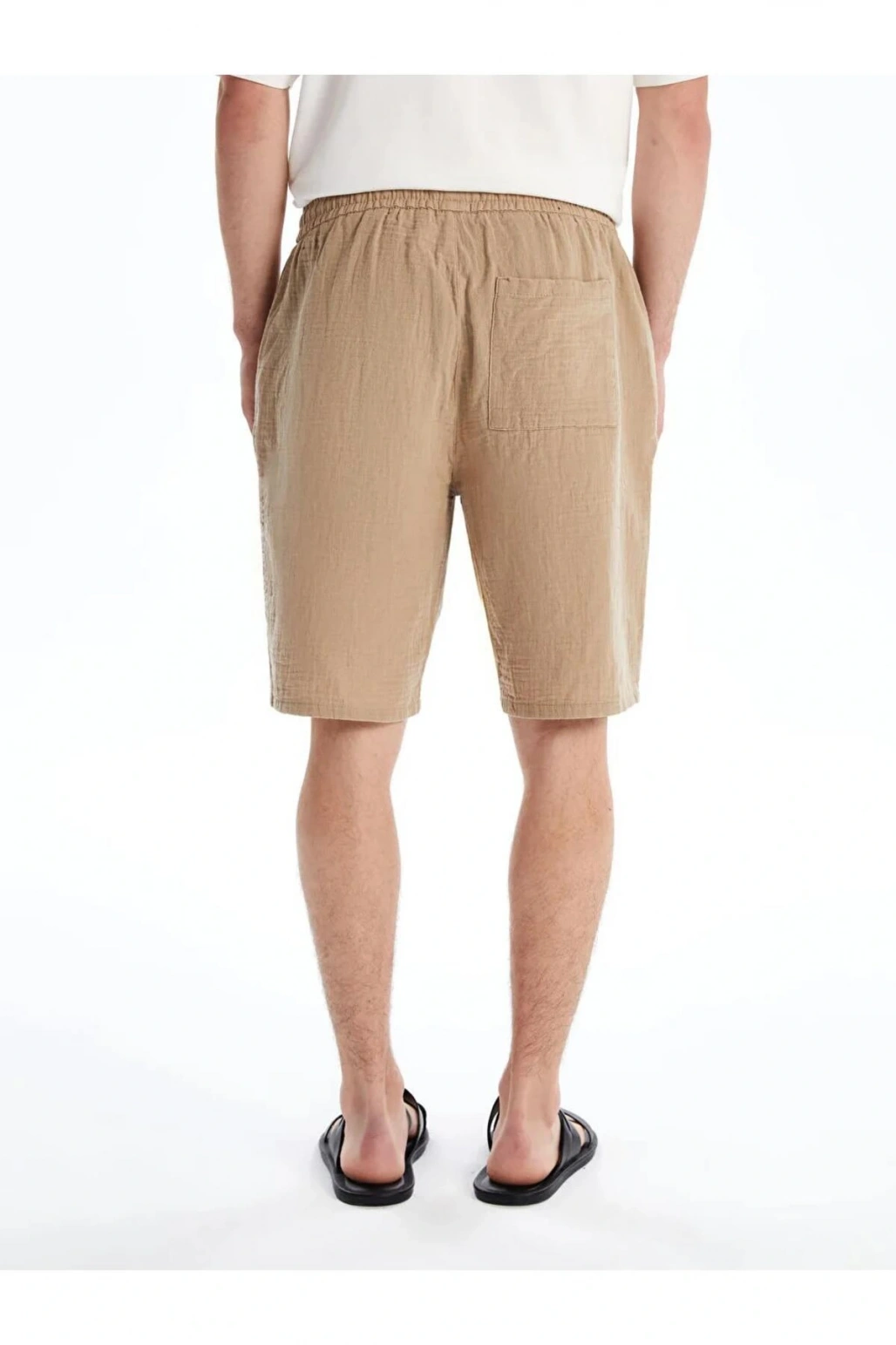 LCW Vision Bej Slim Fit Beli Bağlama Detaylı Erkek Şort