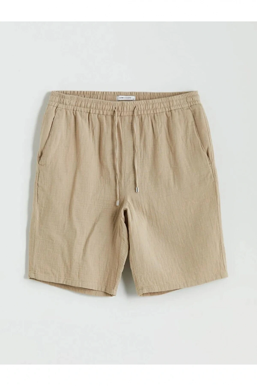 LCW Vision Bej Slim Fit Beli Bağlama Detaylı Erkek Şort