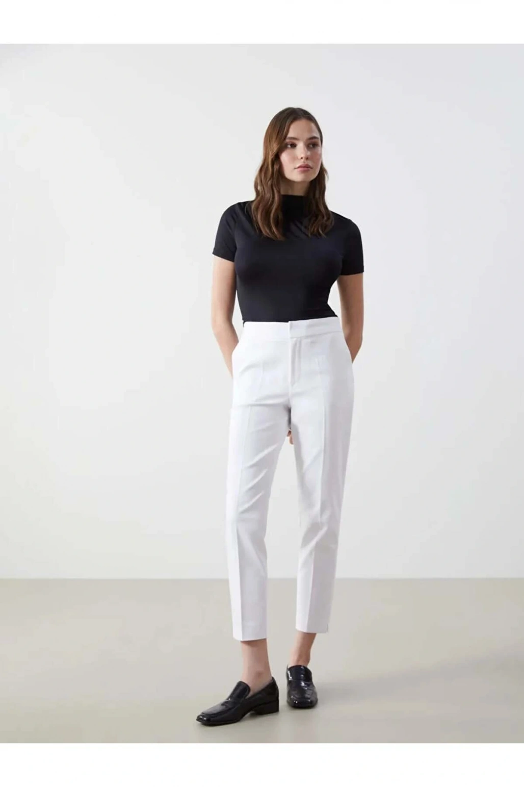 LCW Vision Beyaz Beli Lastikli Dar Fit Kadın Pantolon