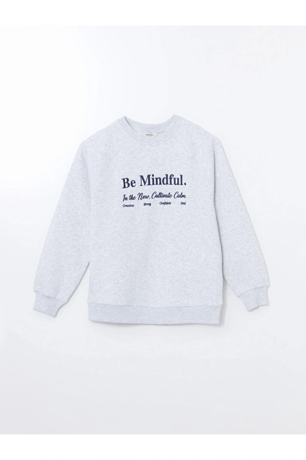 LCW Vision Beyaz Bisiklet Yaka Nakışlı Kadın Kalın Sweatshirt