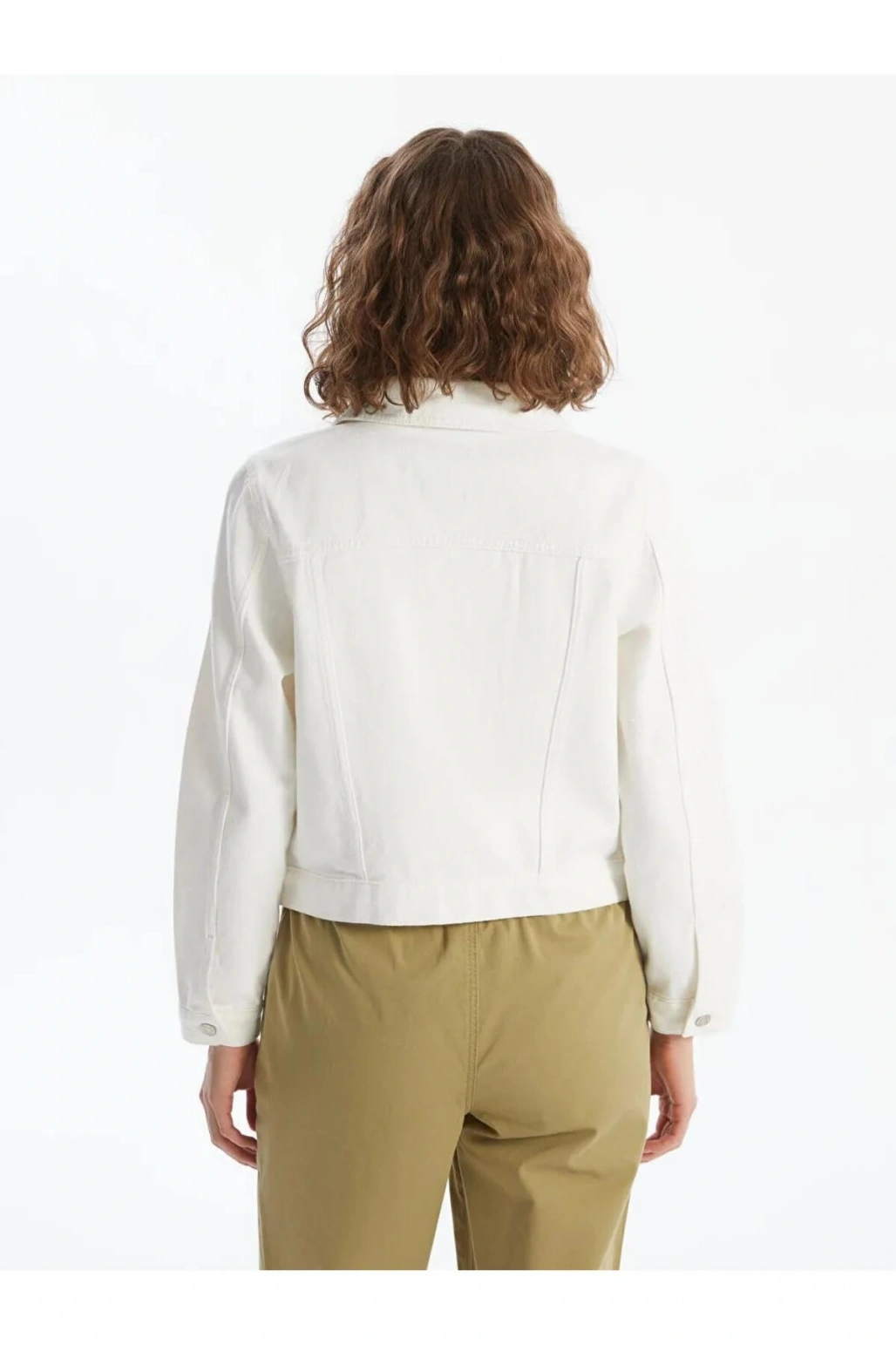 LCW Vision Beyaz Gömlek Yaka Kadın Jean Ceket