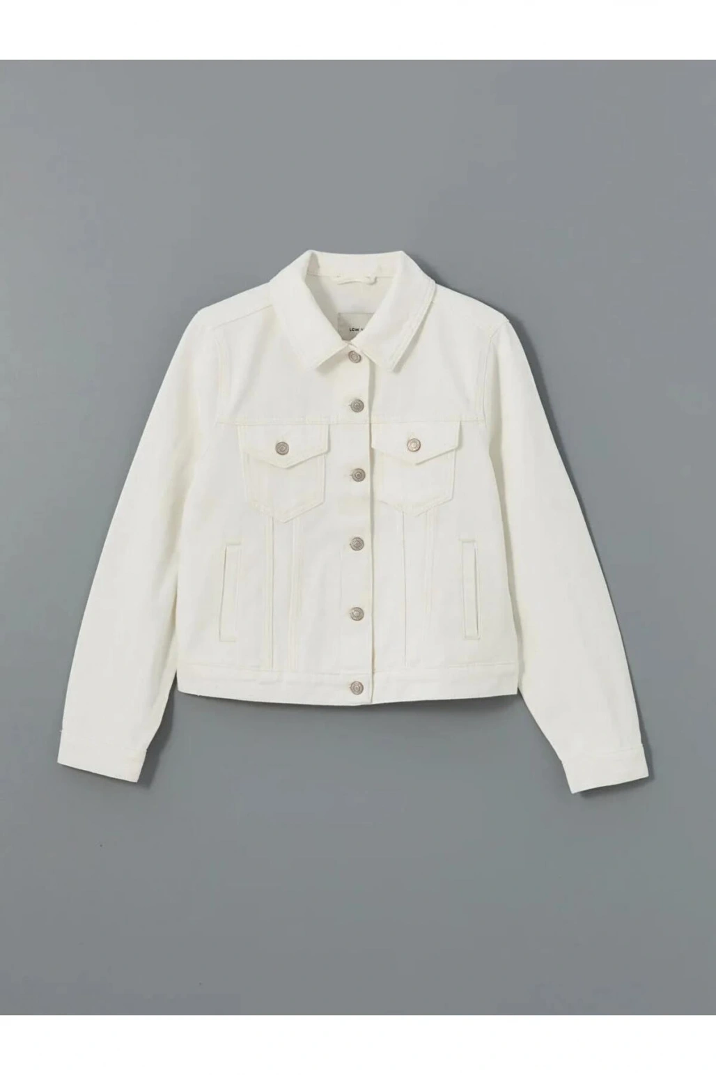 LCW Vision Beyaz Gömlek Yaka Kadın Jean Ceket