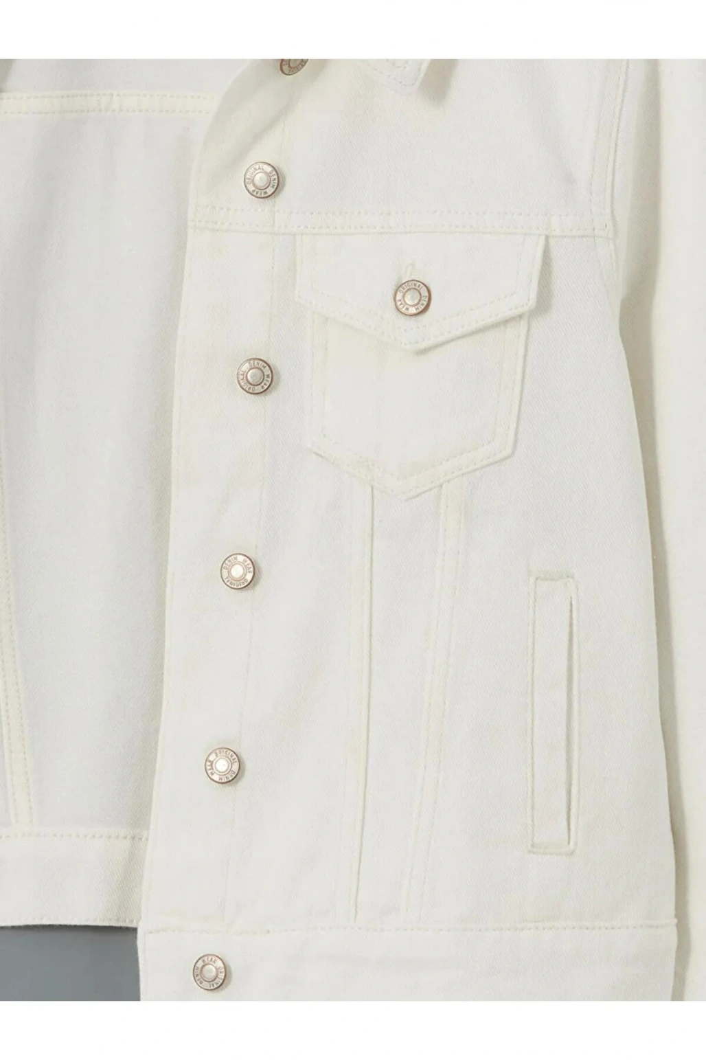 LCW Vision Beyaz Gömlek Yaka Kadın Jean Ceket