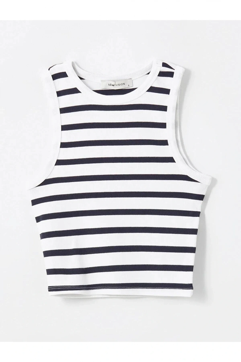LCW Vision Bisiklet Yaka Çizgili Kadın Crop (S5)