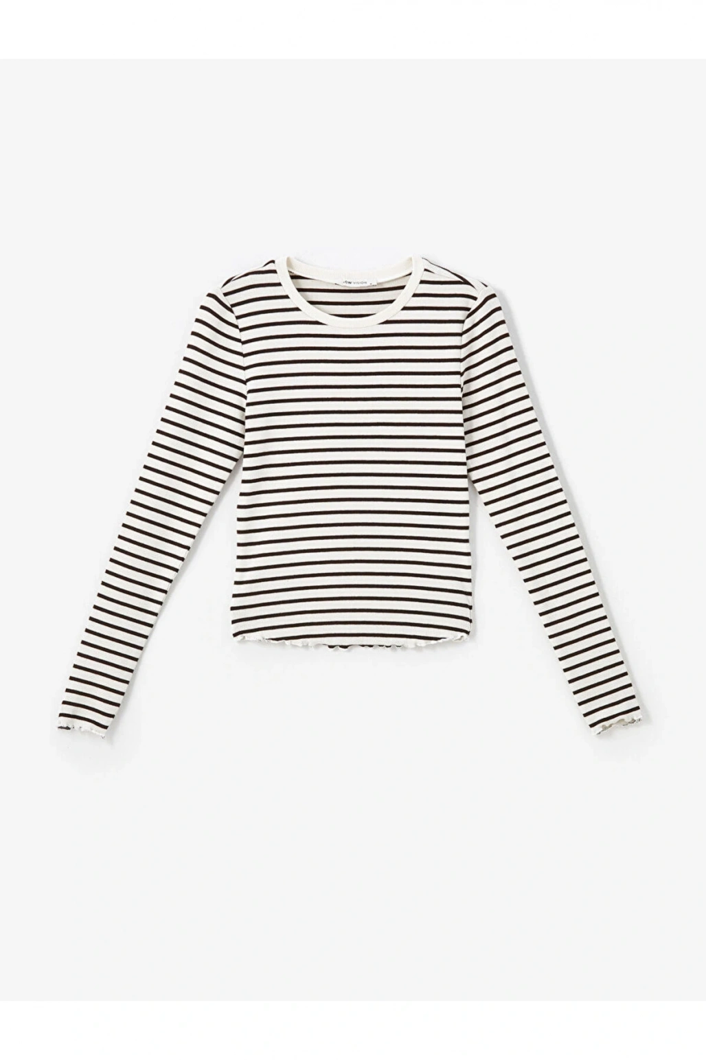 LCW Vision Bisiklet Yaka Çizgili Kadın Tişört