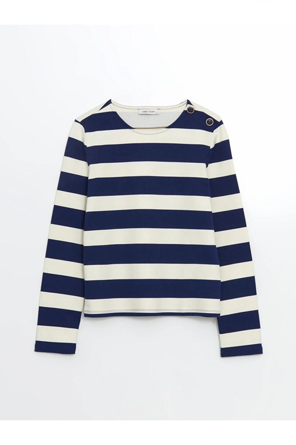 Lcw Vision Bisiklet Yaka Çizgili Kadın Tişört