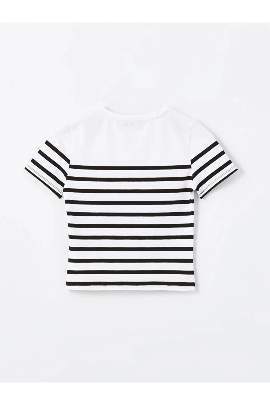 LCW Vision Bisiklet Yaka Çizgili Kısa Kollu Kadın Tişört