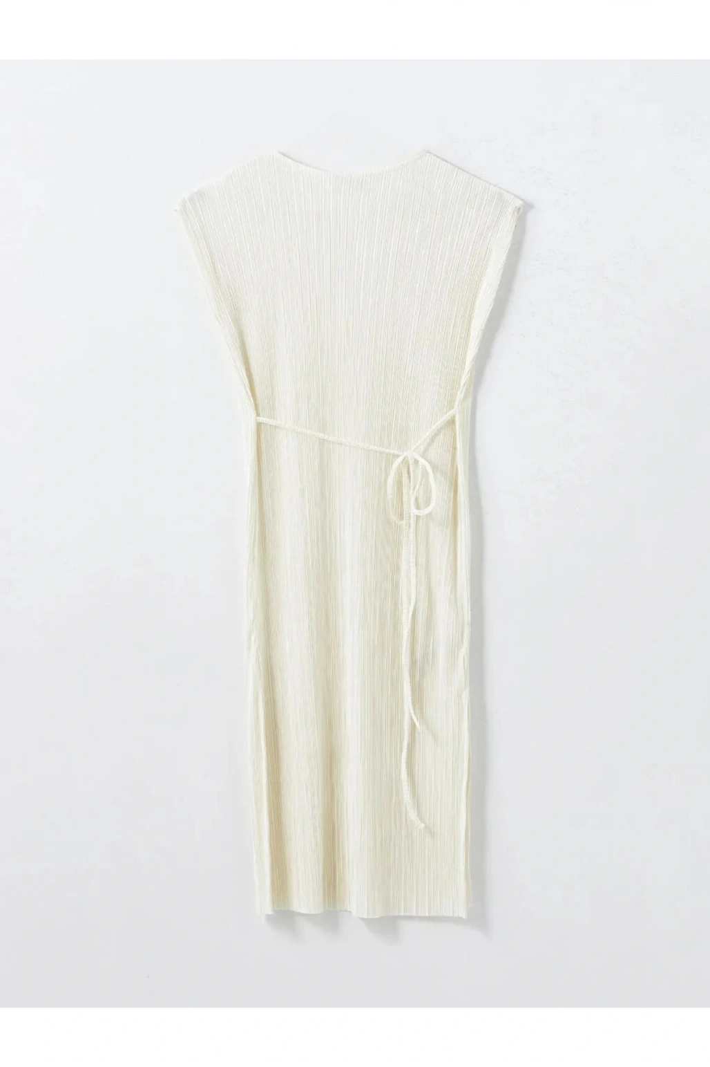 LCW Vision Buxe Beyazı Bisiklet Yaka Dokulu Kadın Elbise