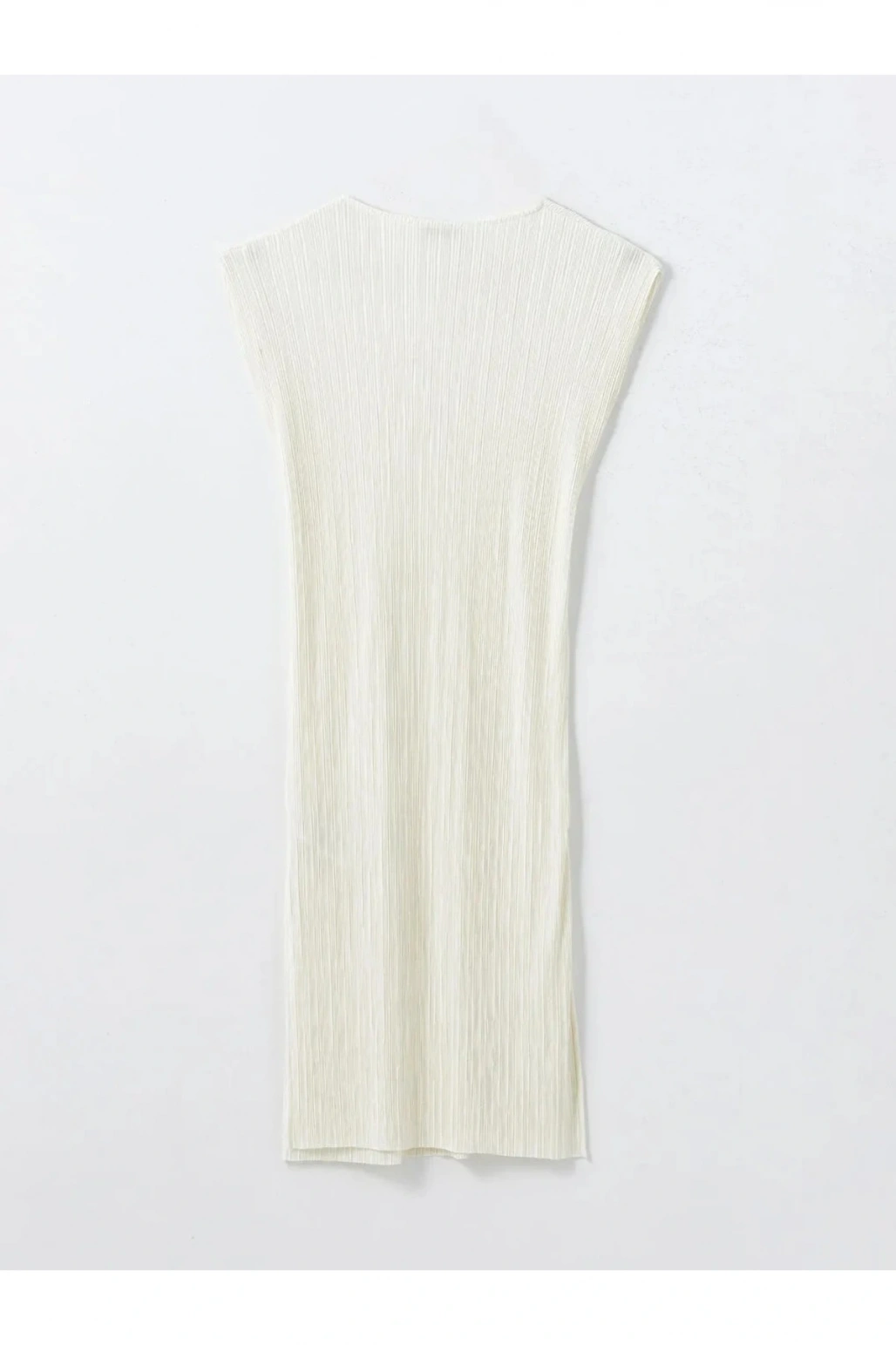 LCW Vision Buxe Beyazı Bisiklet Yaka Dokulu Kadın Elbise