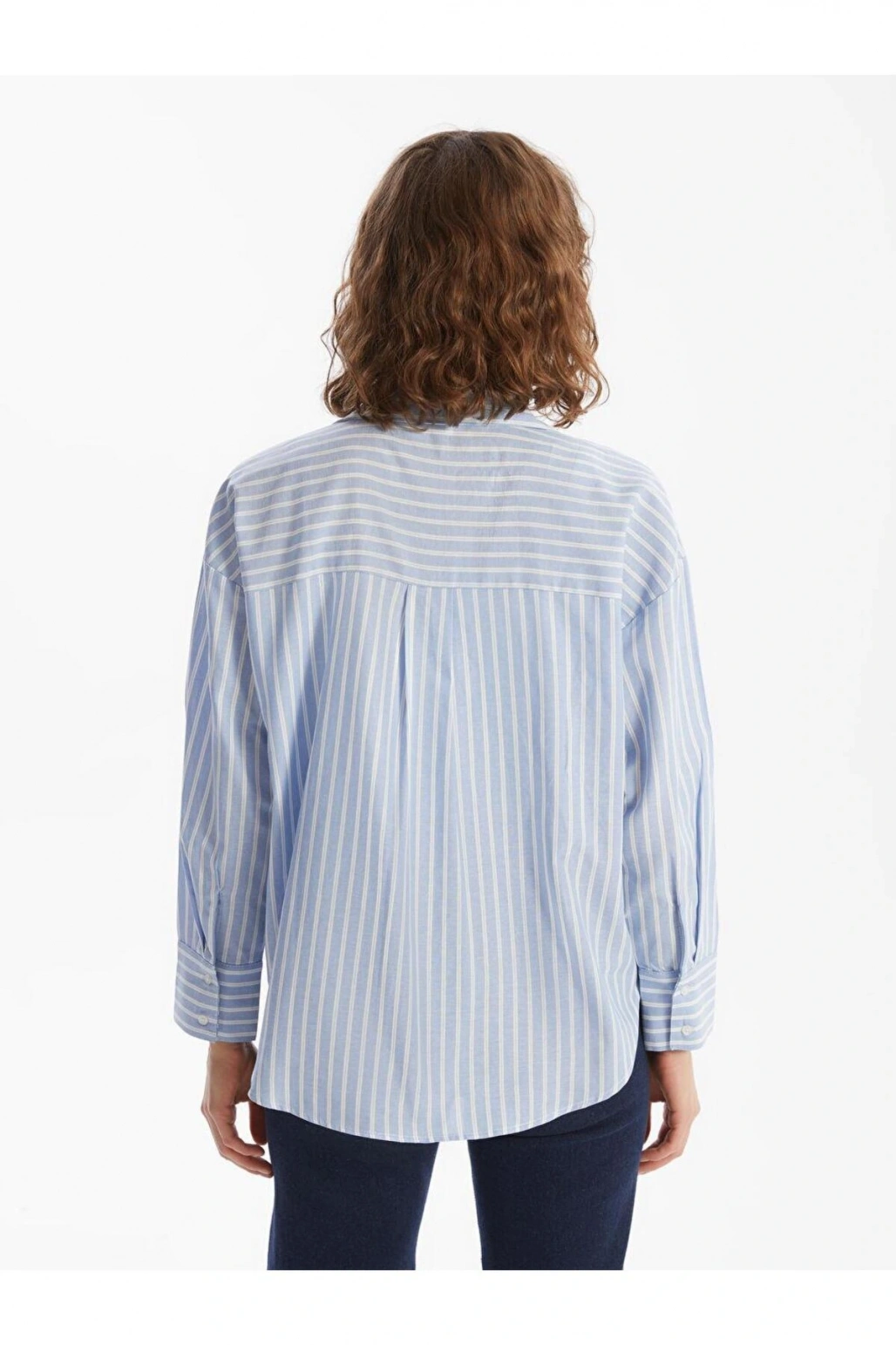 LCW Vision Çizgili Oversize Oxford Kadın Gömlek