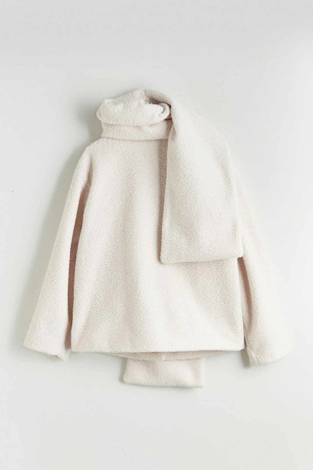 LCW Vision Ekru Bisiklet Yaka Atkılı Kadın Kaşe Kaban