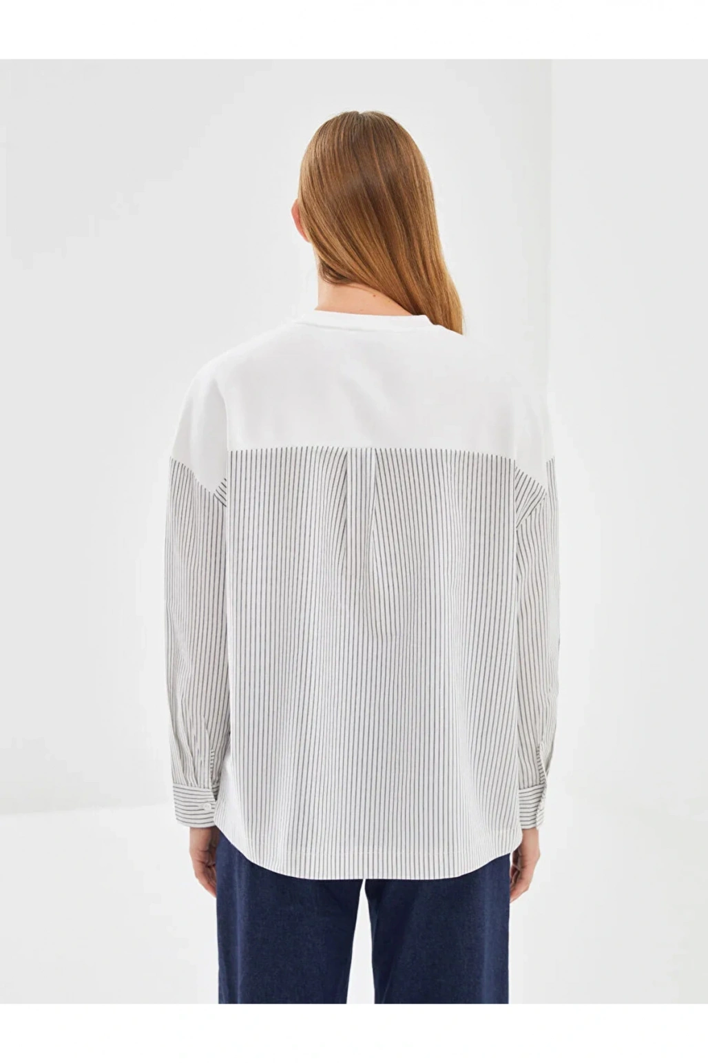 LCW Vision Ekru Bisiklet Yaka Baskılı Oversize Kadın Kalın Sweatshirt