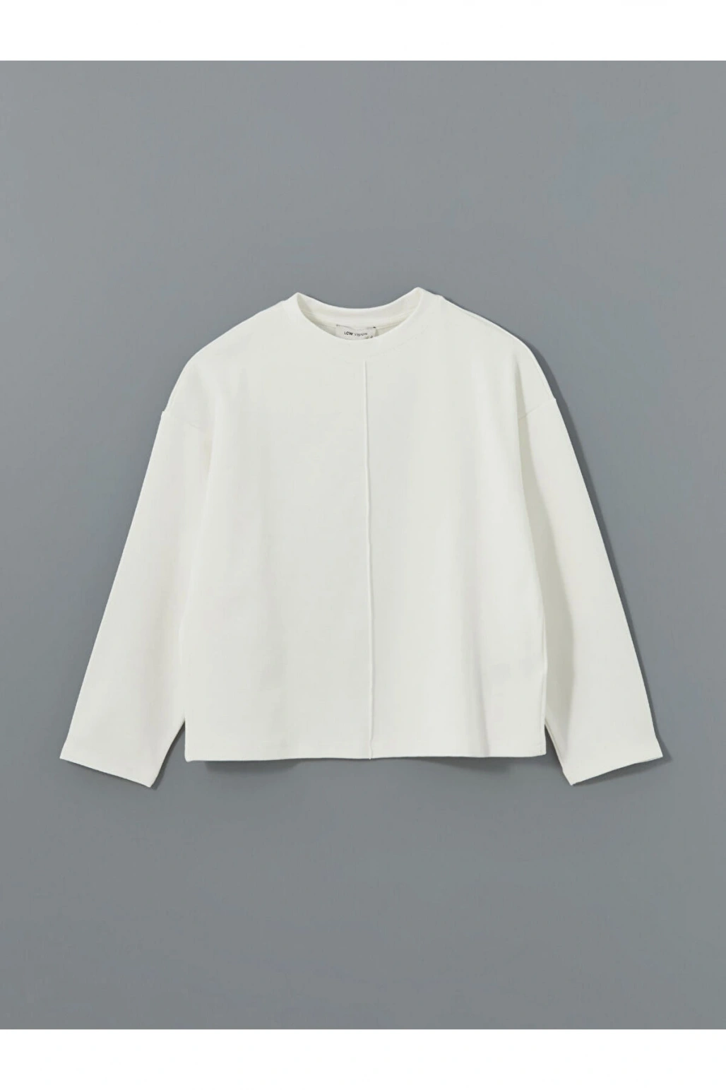 LCW Vision Ekru Bisiklet Yaka Düz Oversize Kadın Sweatshirt