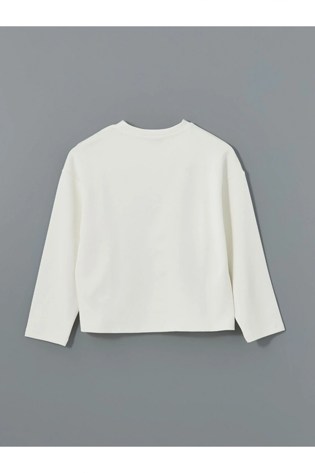 LCW Vision Ekru Bisiklet Yaka Düz Oversize Kadın Sweatshirt