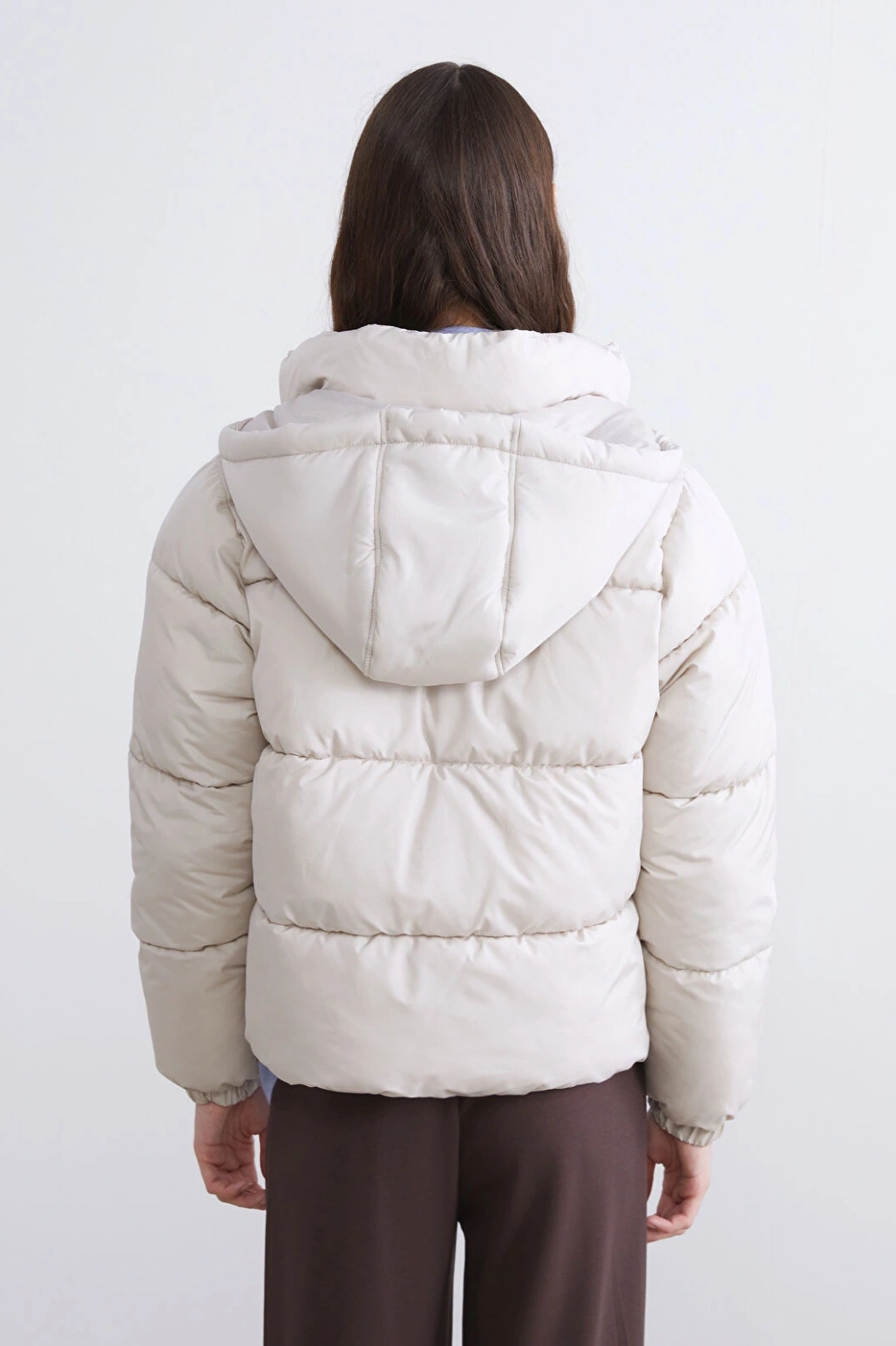 LCW Vision Ekru Kapüşonlu Kadın Şişme Mont