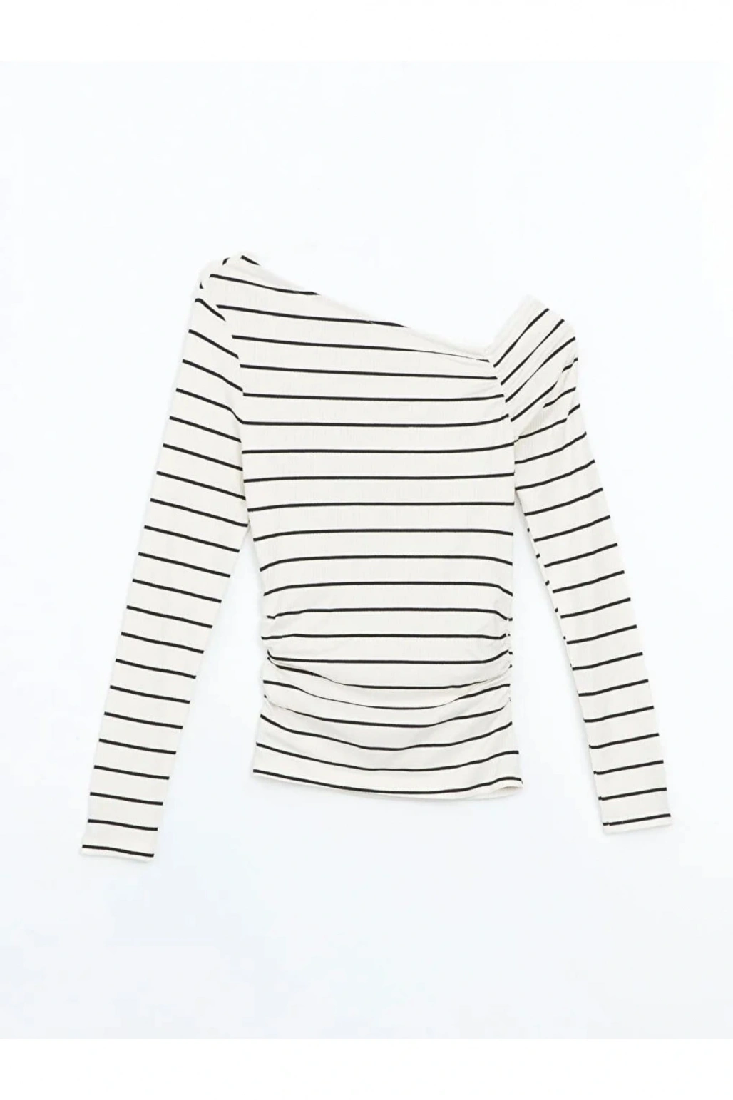 LCW Vision Ekru Kayık Yaka Çizgili Kadın Body