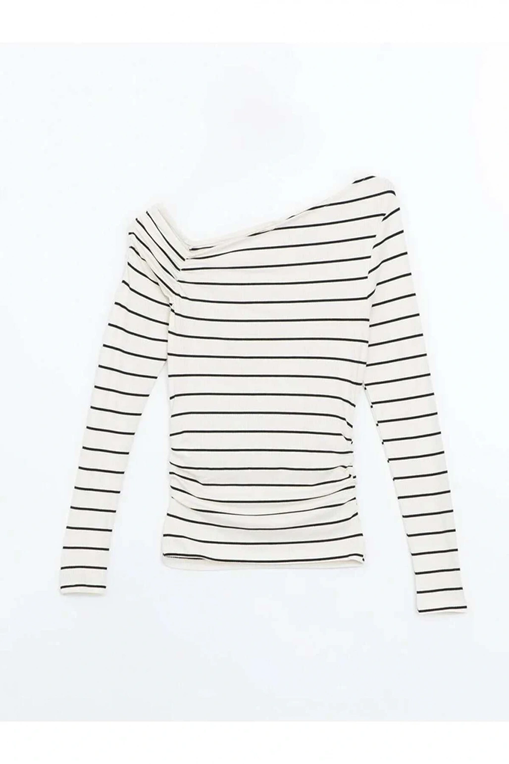 LCW Vision Ekru Kayık Yaka Çizgili Kadın Body