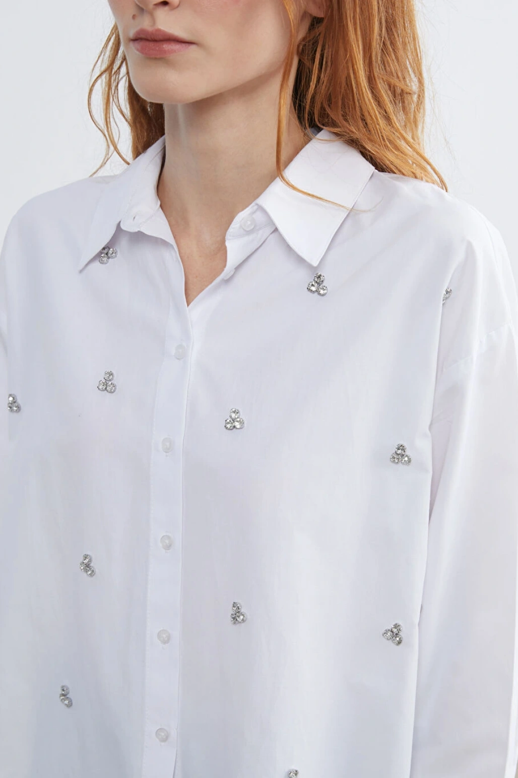 LCW Vision Ekru Taşlı Oversize Kadın Gömlek