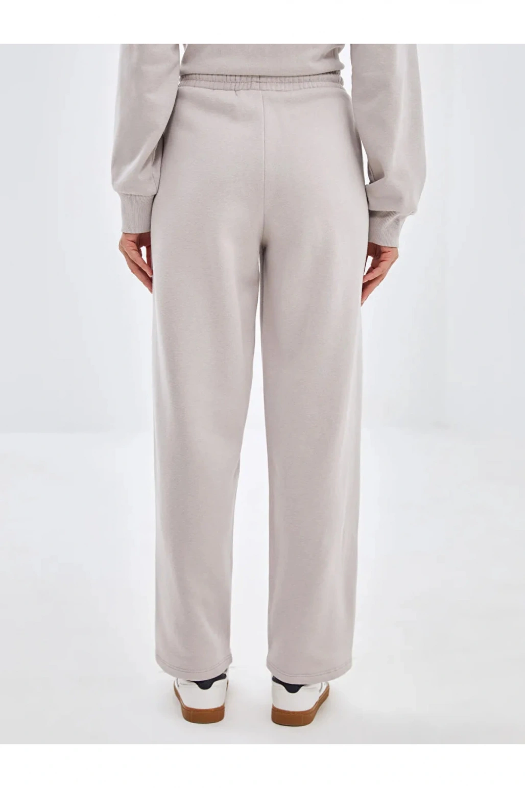 LCW Vision Gri Beli Lastikli Düz Geniş Paça Kadın Kalın Eşofman Altı