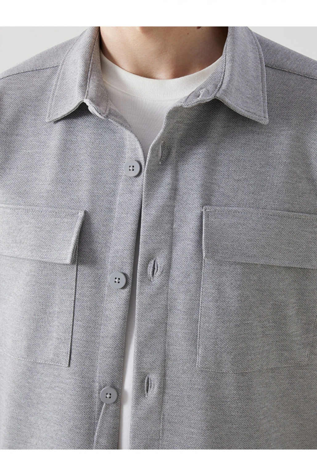 LCW Vision Gri Regular Fit Uzun Kollu Erkek Gömlek Ceket