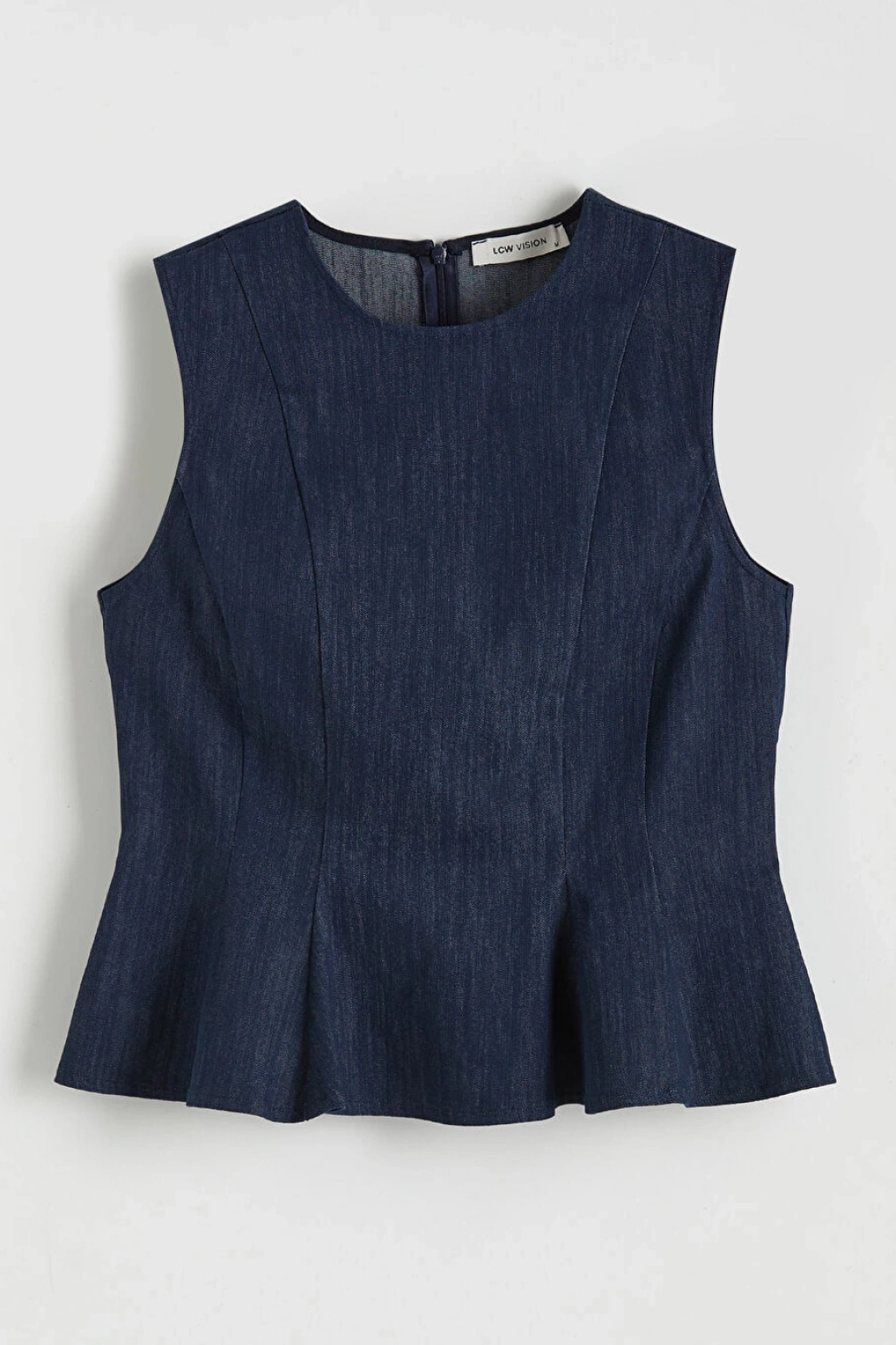 LCW Vision Indigo Bisiklet Yaka Peplum Jean Bluz