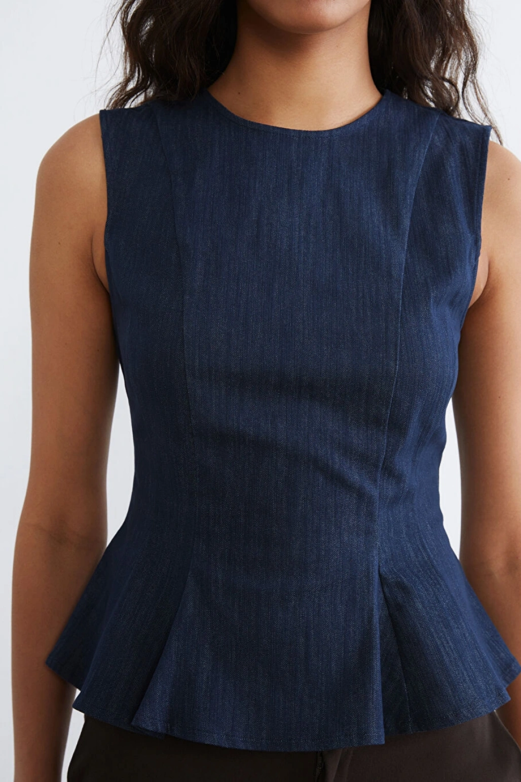 LCW Vision Indigo Bisiklet Yaka Peplum Jean Bluz