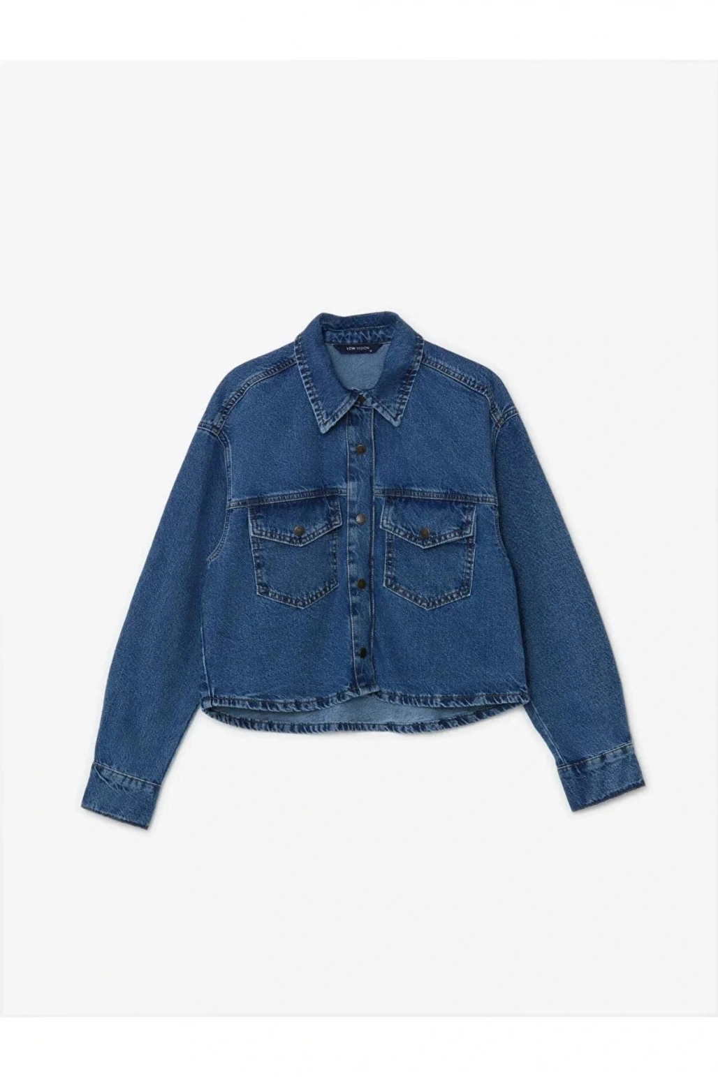 LCW Vision İndigo Düz Uzun Kollu Crop Kadın Jean Gömlek Ceket