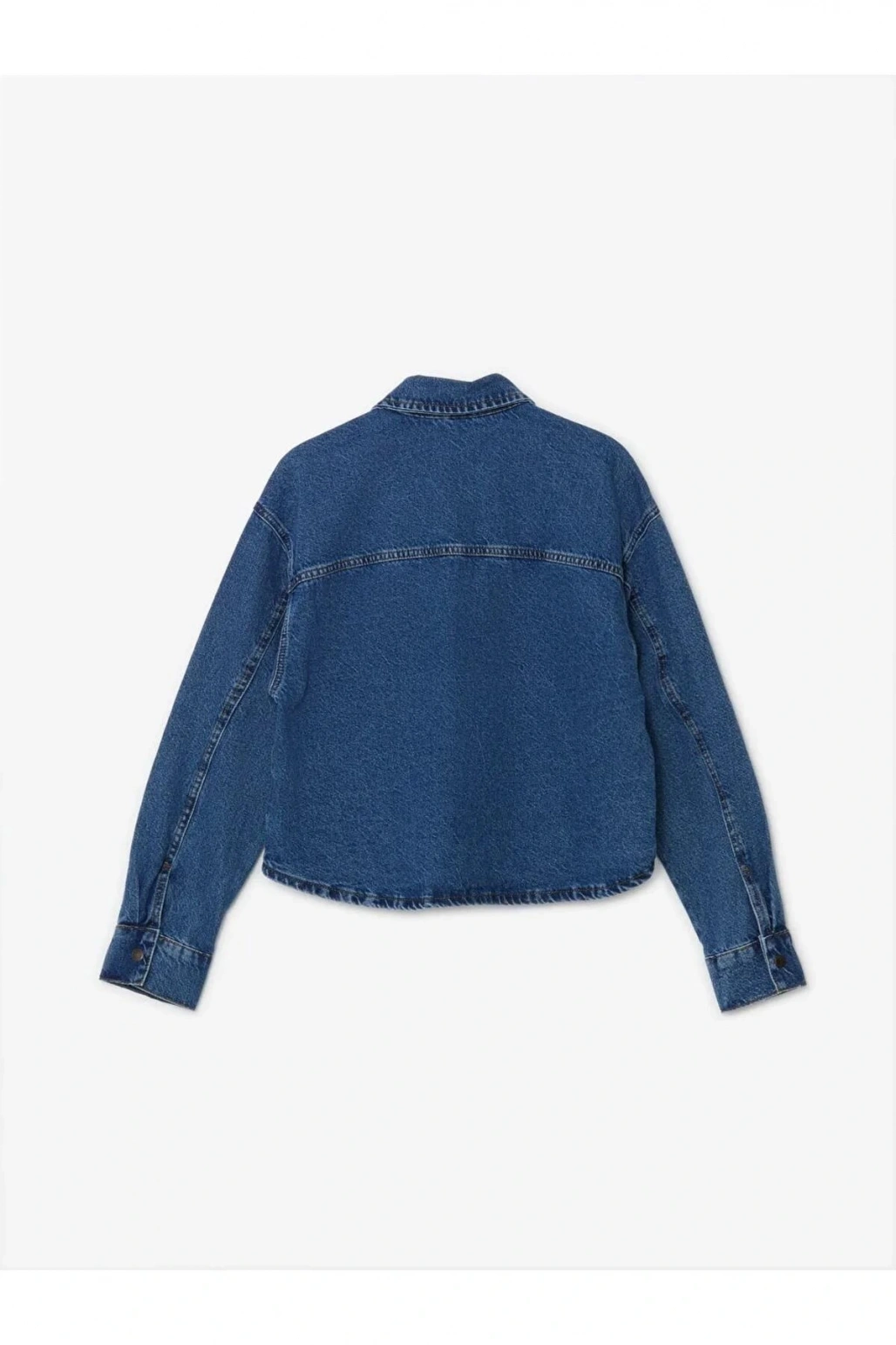 LCW Vision İndigo Düz Uzun Kollu Crop Kadın Jean Gömlek Ceket