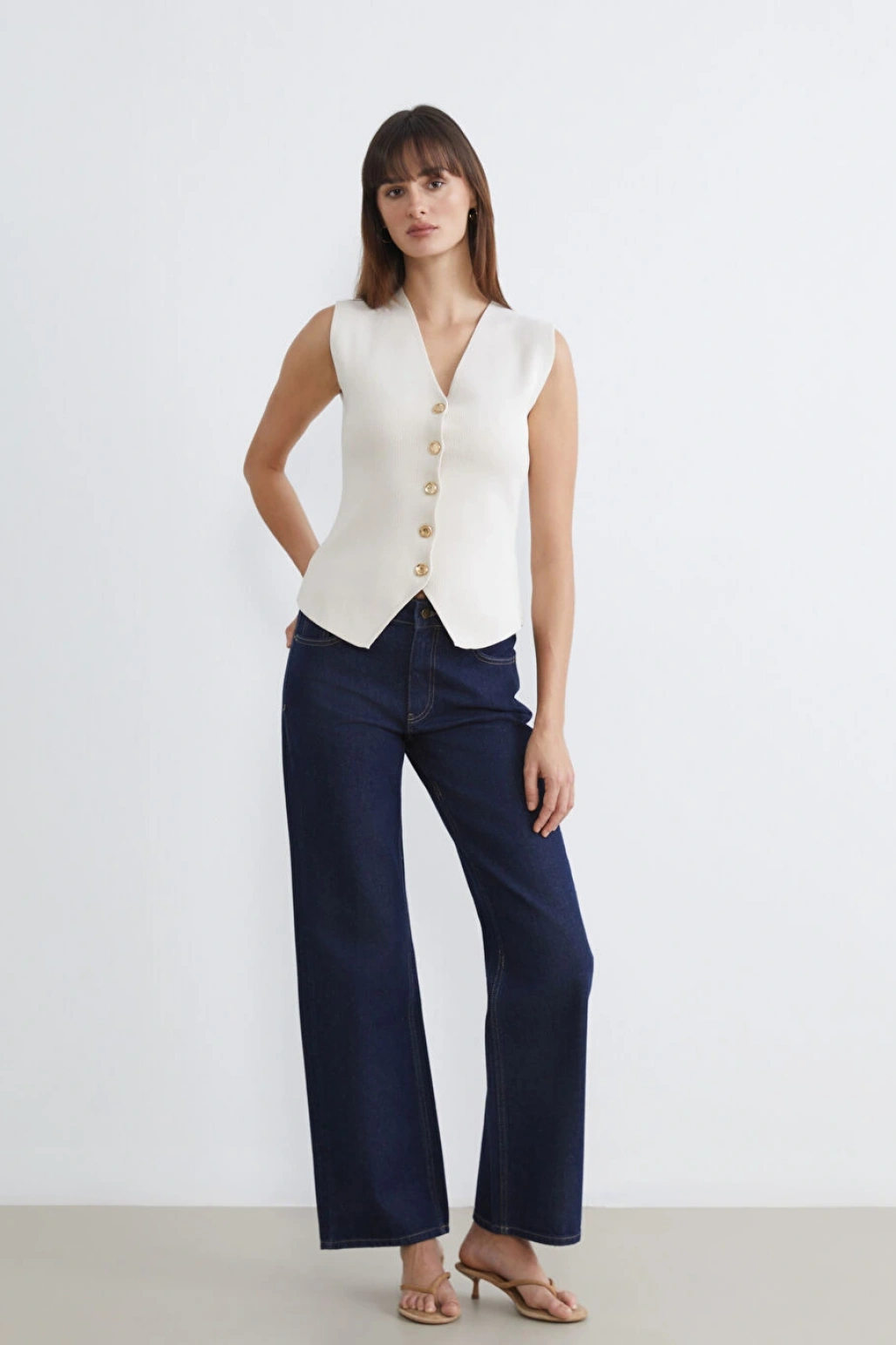 LCW Vision Indigo Wideleg Kadın Jean Pantolon