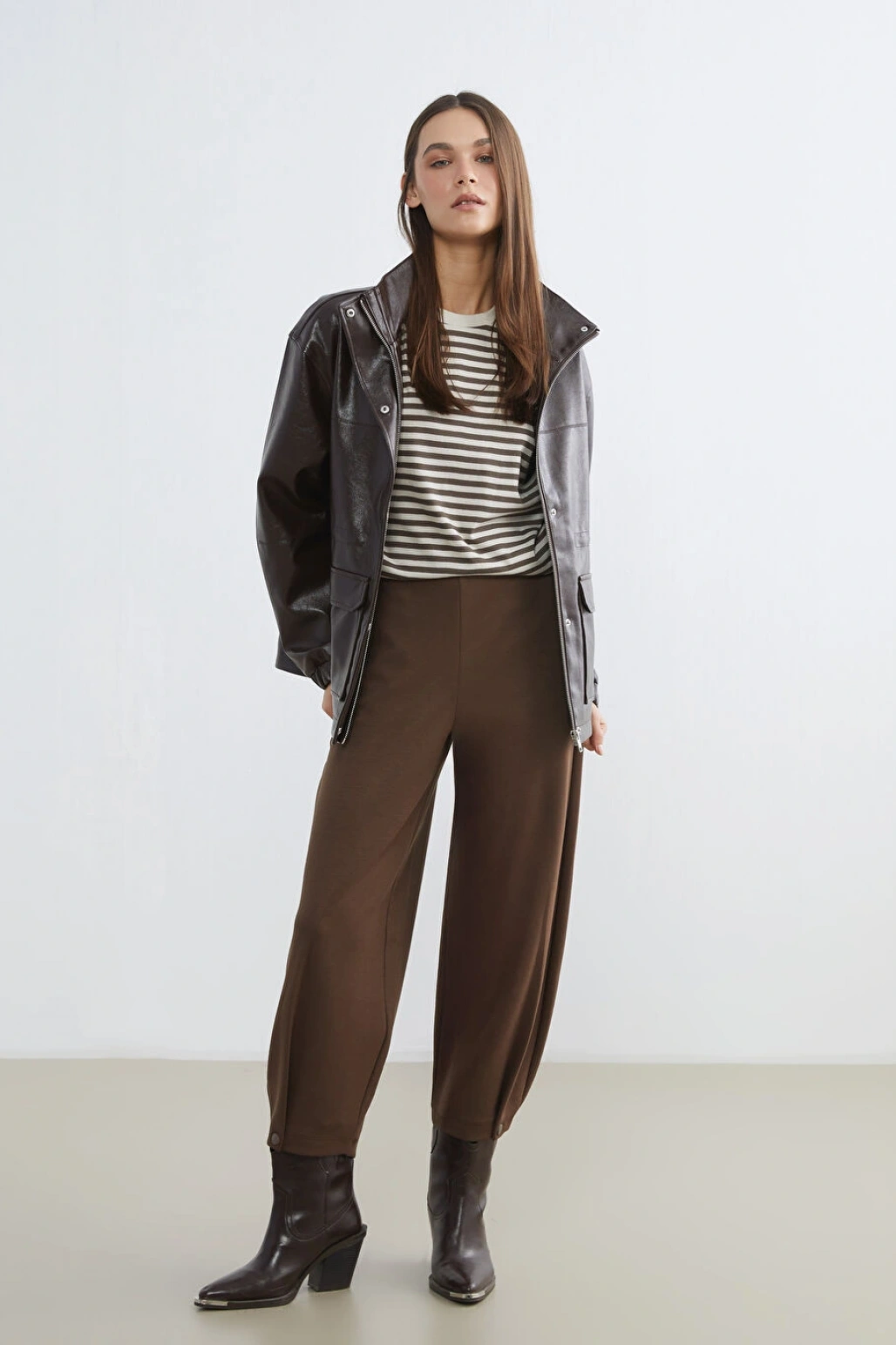 LCW Vision Kahverengi Beli Lastikli Kadın Pantolon