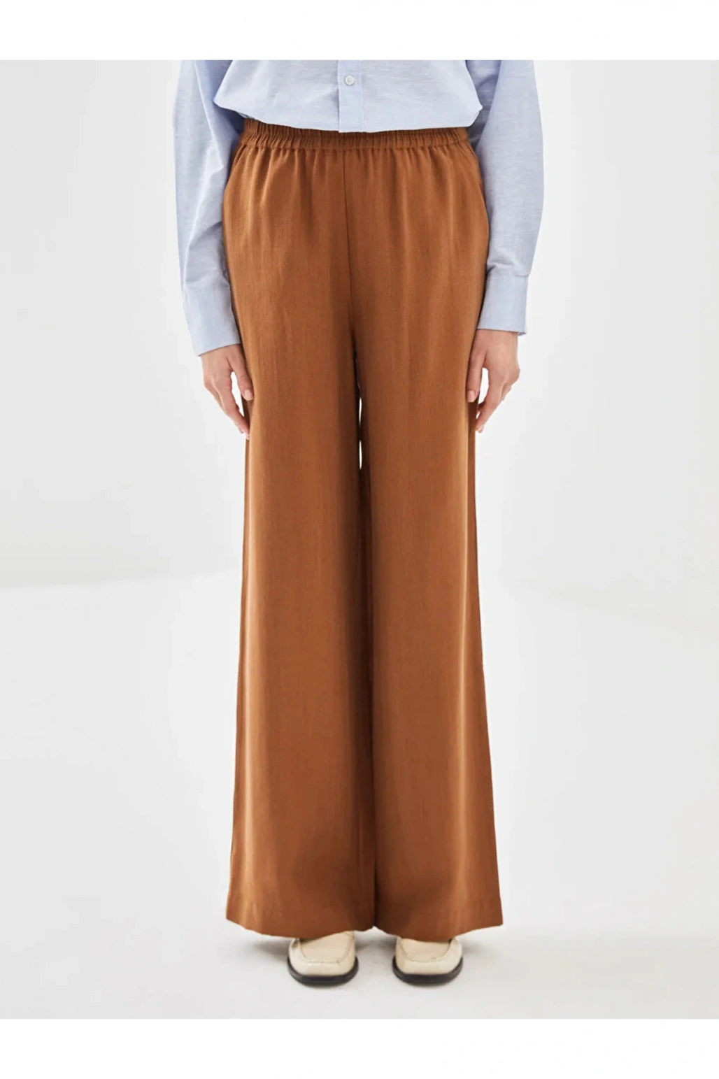 LCW Vision Kahverengi Beli Lastikli Loose Fit Kadın Pantolon