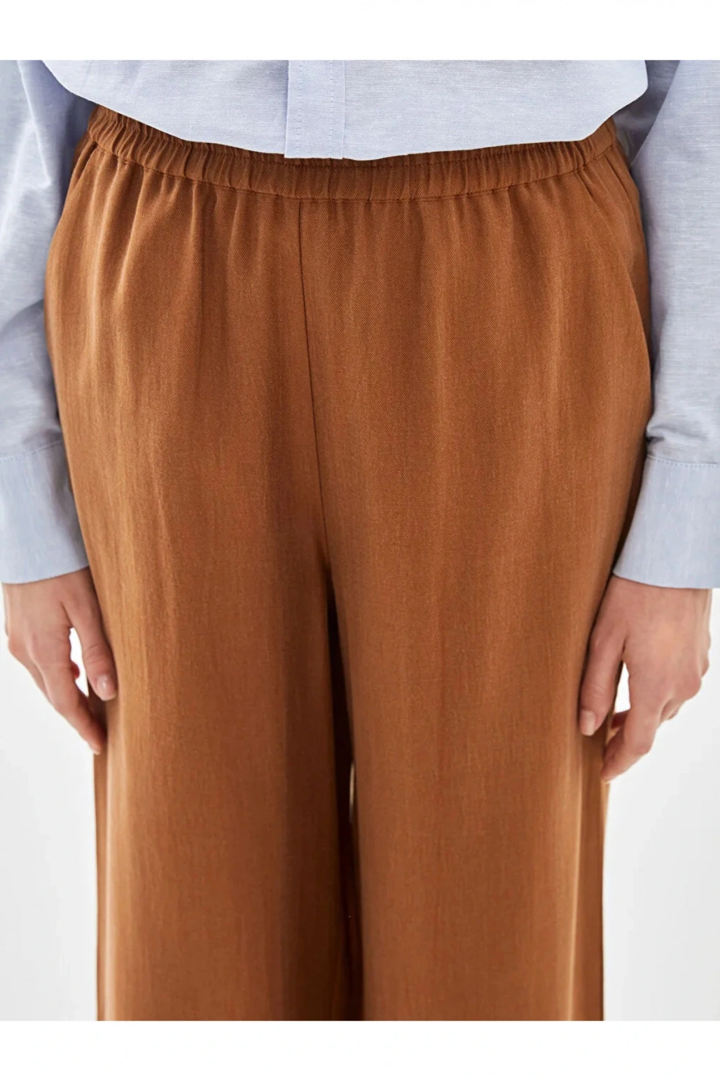 LCW Vision Kahverengi Beli Lastikli Loose Fit Kadın Pantolon