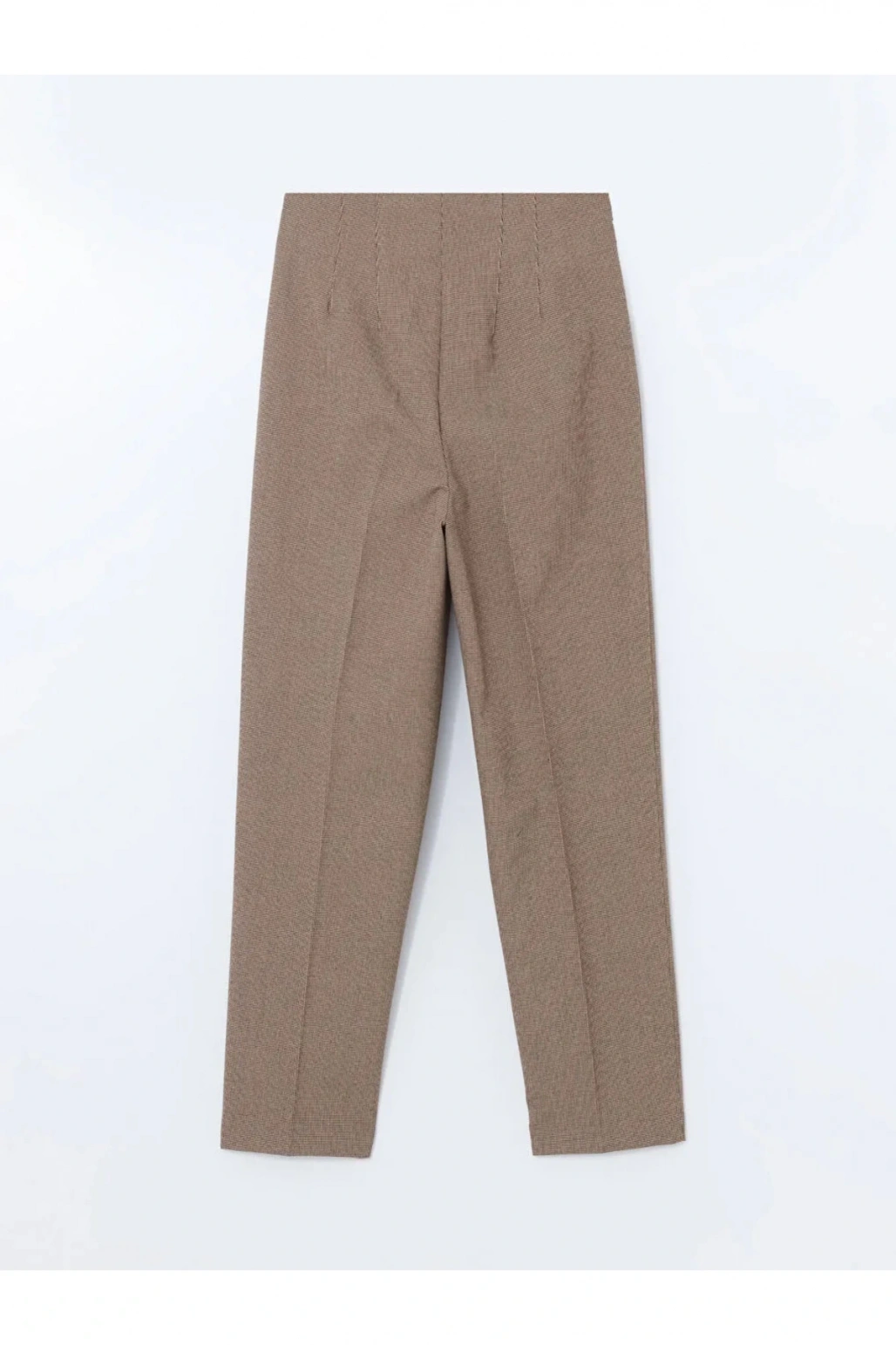 LCW Vision Kahverengi Ekoseli Dar Fit Kadın Pantolon