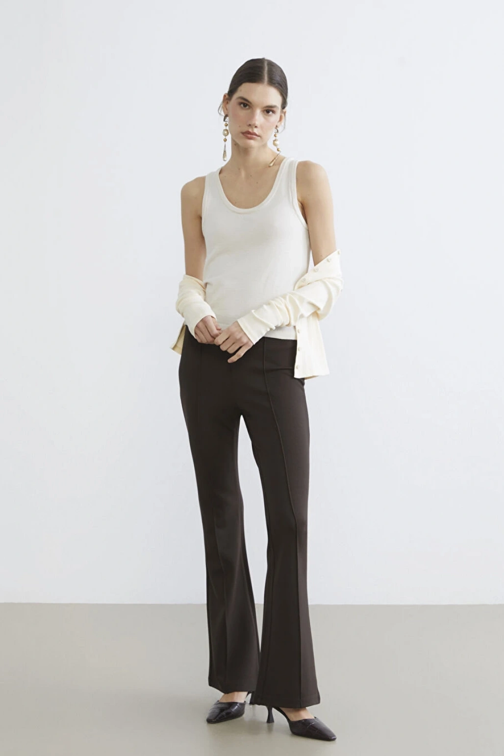 LCW Vision Kahverengi Ekstra Dar Ispanyol Paça Kadın Pantolon