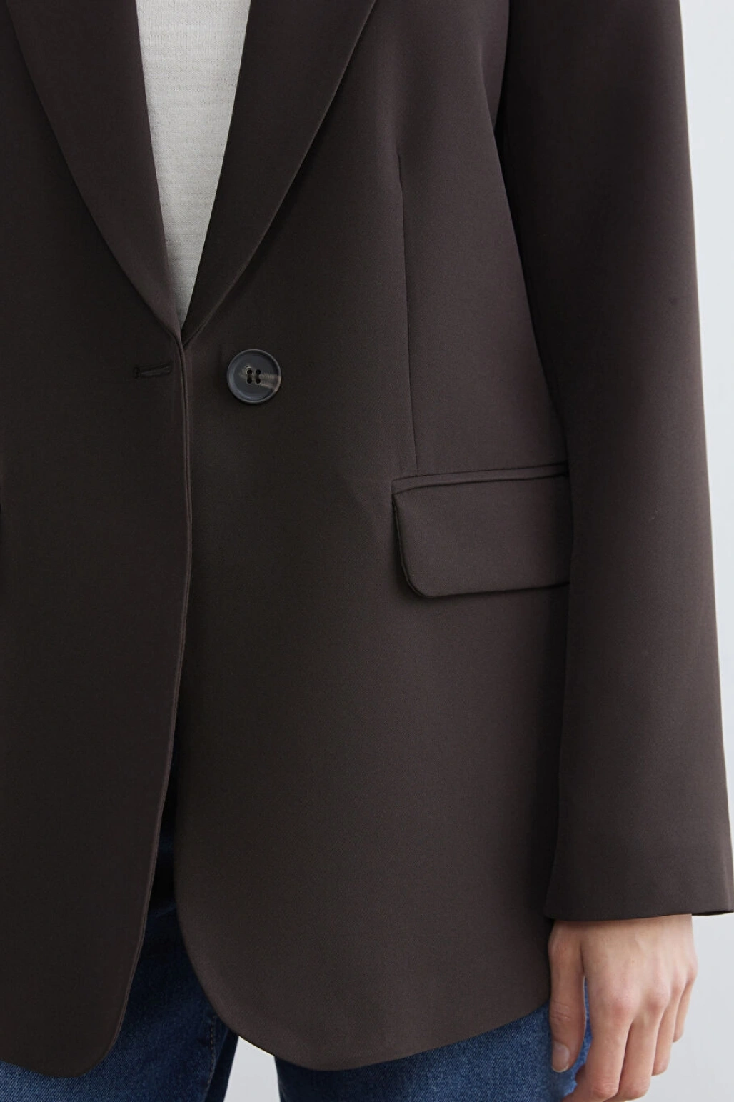 LCW Vision Kahverengi Krep Kadın Blazer Ceket