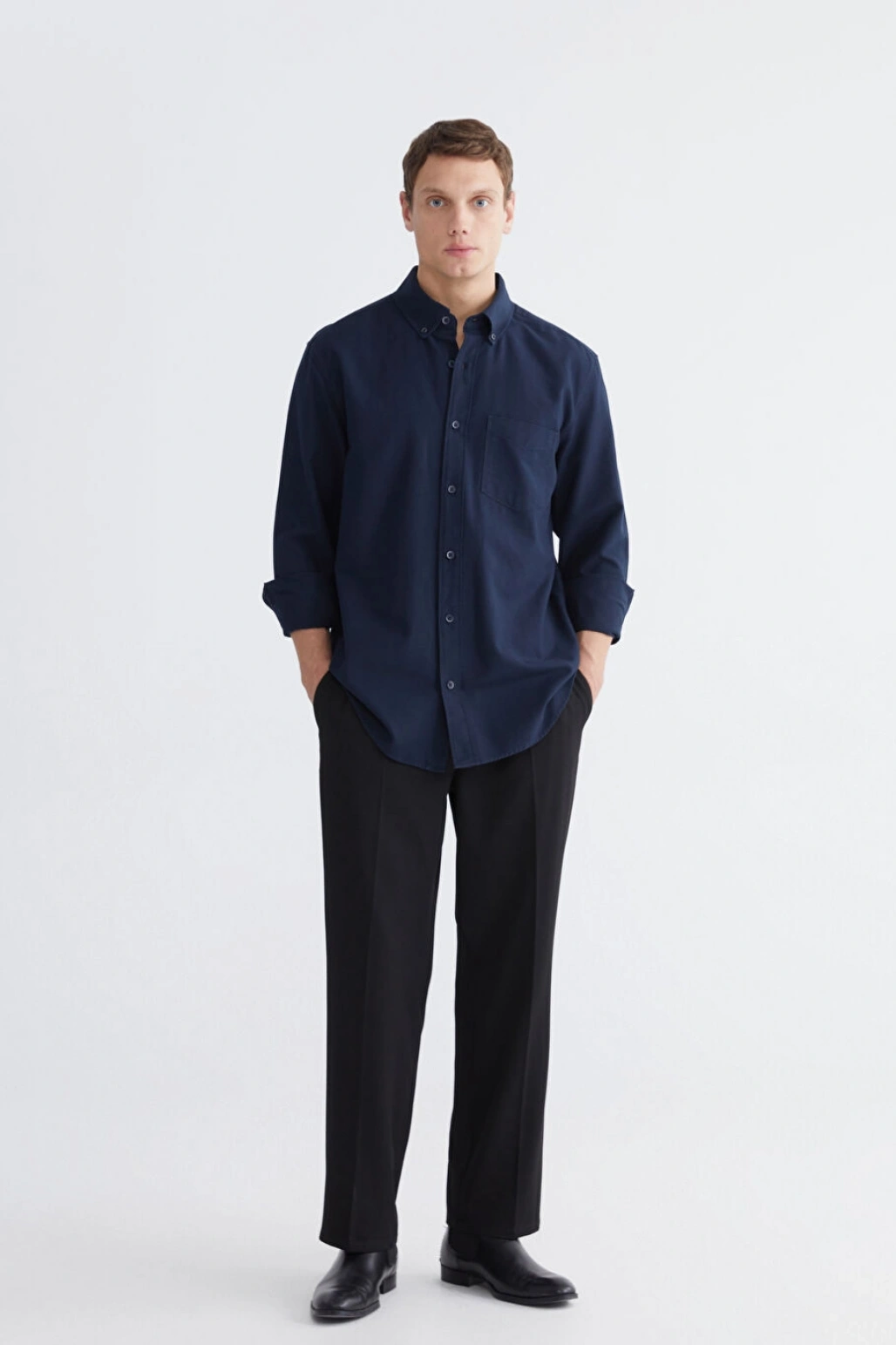 LCW Vision Lacivert Regular Fit Uzun Kollu Erkek Gömlek